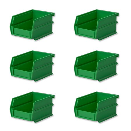 Triton Products 12 lb Hang & Stack Storage Bin, Polypropylene, 4.125  in W, 3 in H, Green, 5-3/8 in L 3-210GRN-6